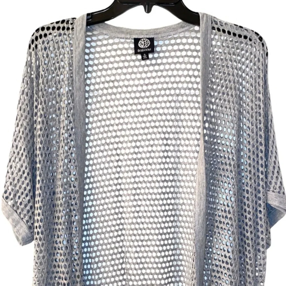 BOBEAU Gray Wide Fishnet Open Cardigan Kimono SZ S_3